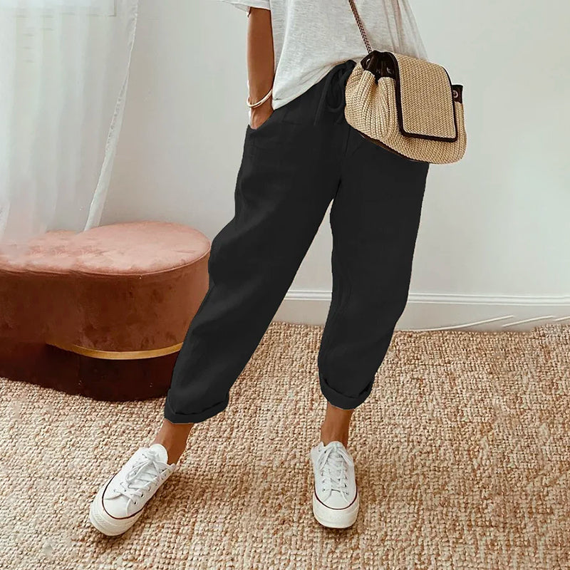 【Cotone e Lino】Pantaloni Comodi per Tempo Libero