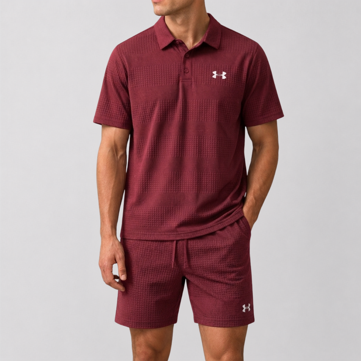 Completo Polo e Pantaloni Testurizzato - Rosso