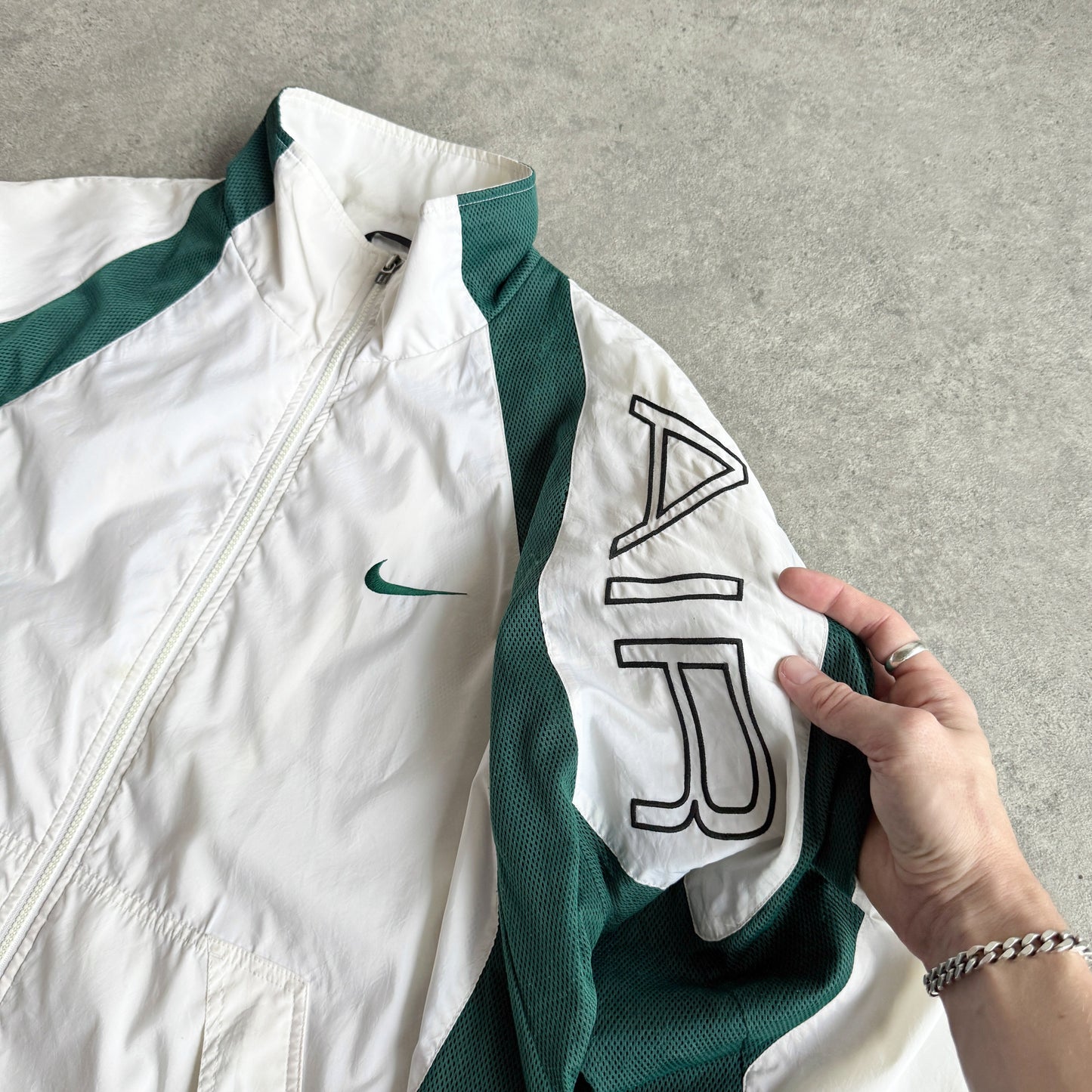Giacca a vento leggera ricamata swoosh NK Air anni '90