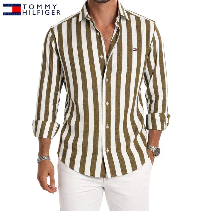 Camicia a Righe Casual Premium - Marrone