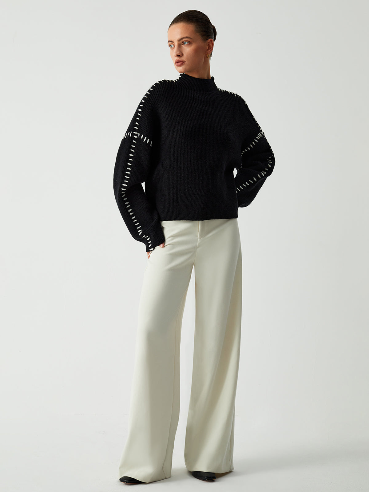 Maglione Oversized con Collo Alto di Milena Maglione