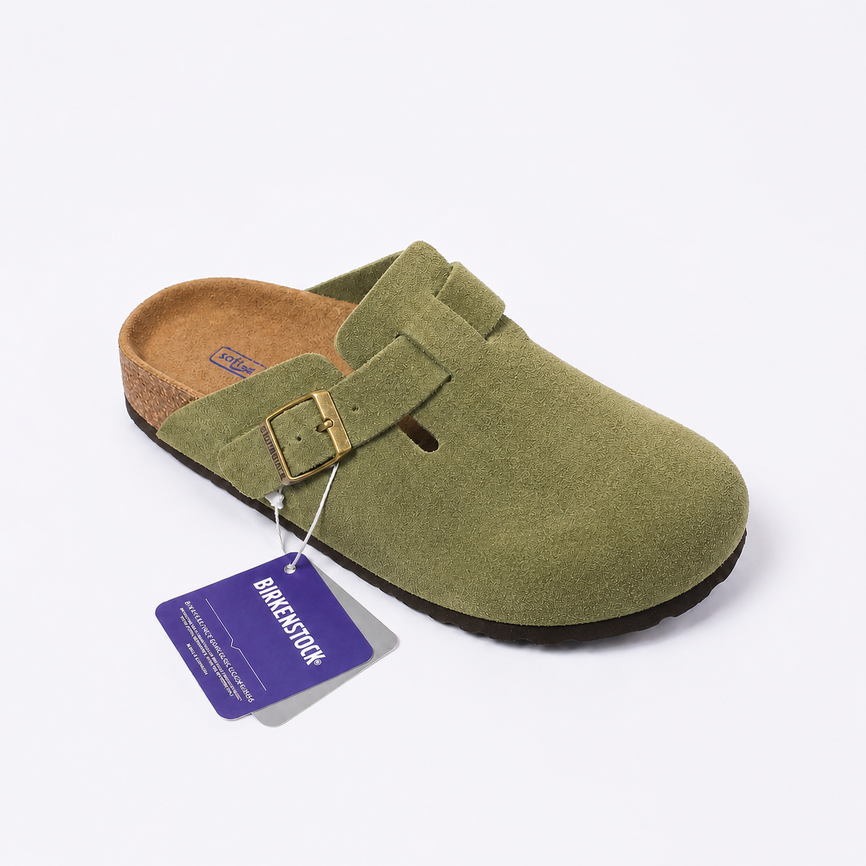 Birkenstock Boston Classic Sabot in Pelle Scamosciata Taupe