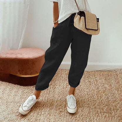【Cotone e Lino】Pantaloni Comodi per Tempo Libero