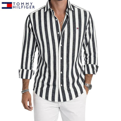 Camicia a Righe Casual Premium - Nero