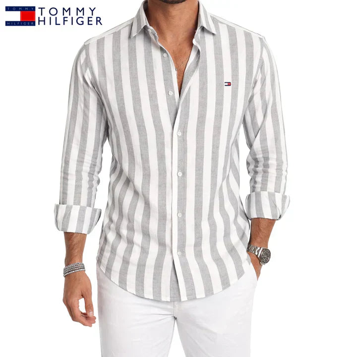 Camicia a Righe Casual Premium - Grigio