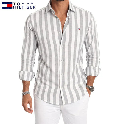 Camicia a Righe Casual Premium - Grigio