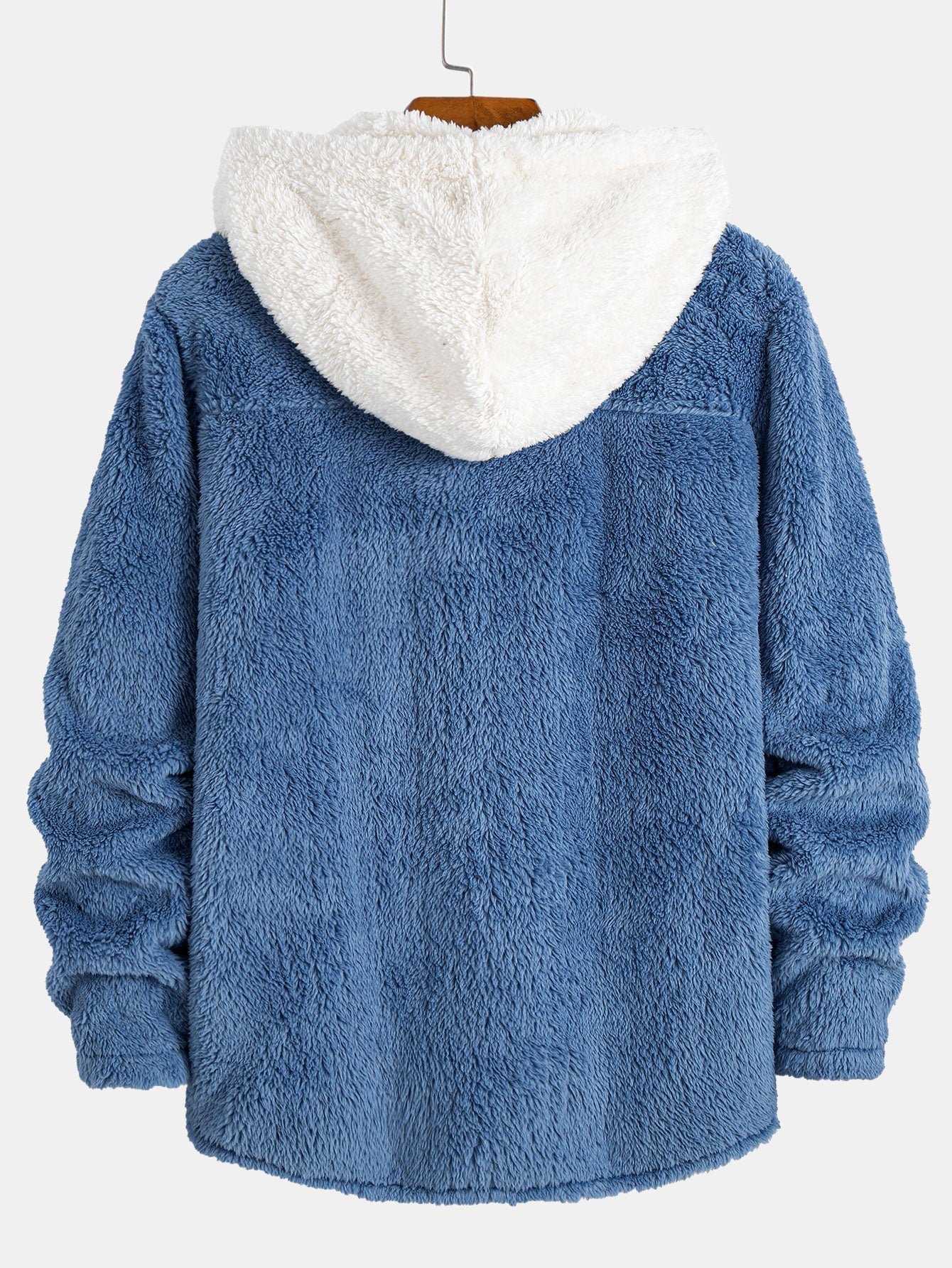 Camicia con Cappuccio in Teddy a Contrasto