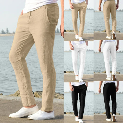 Pantaloni in Cotone e Lino