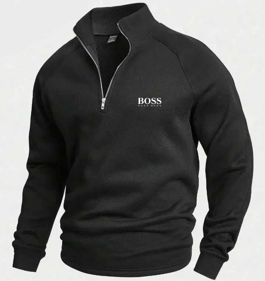 Maglione in Cotone con Mezzo Zip
