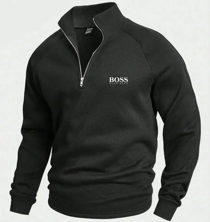 Maglione in Cotone con Mezzo Zip