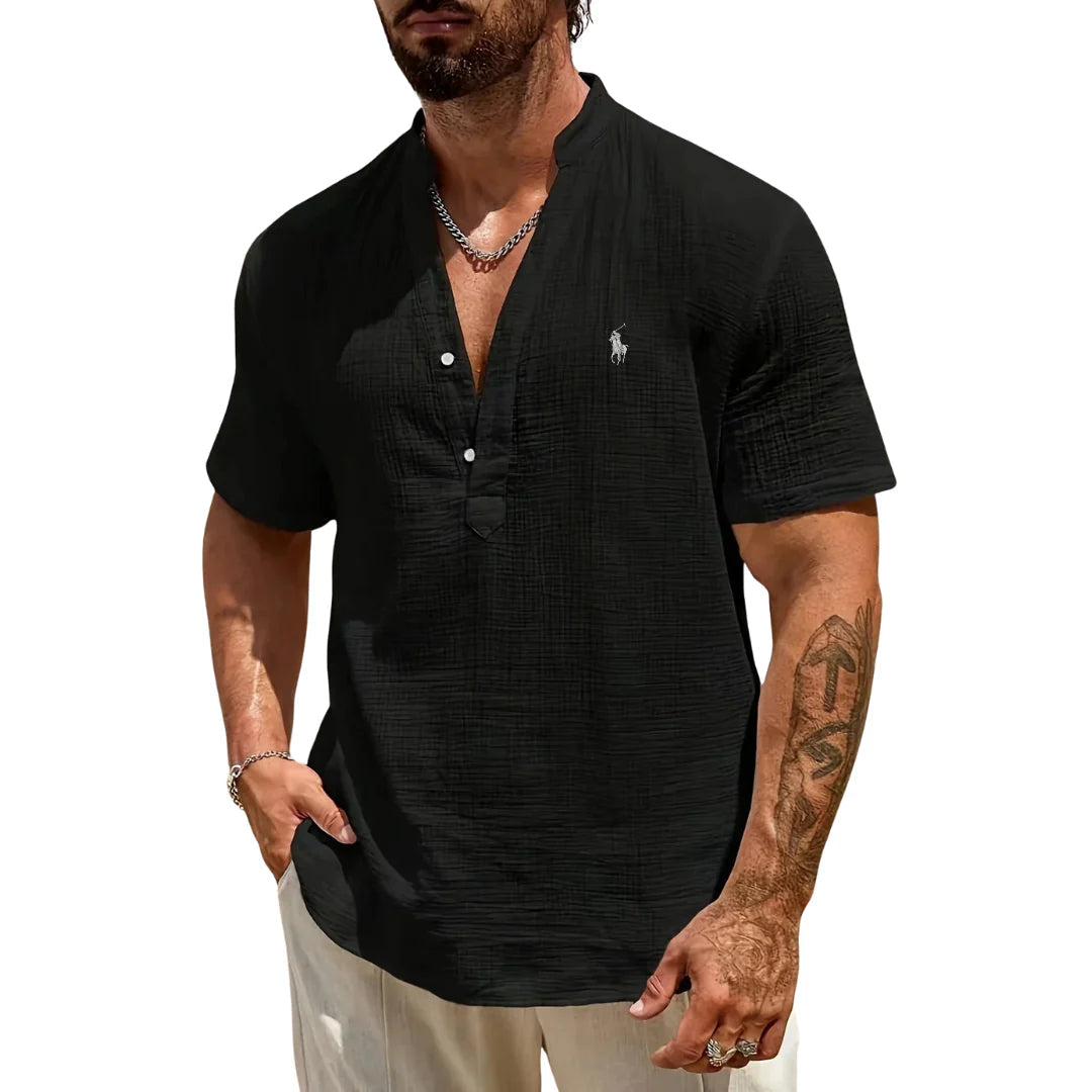 Camicia Casual Scollo a V con Bottoni