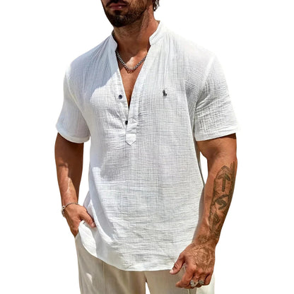 Camicia Casual Scollo a V con Bottoni