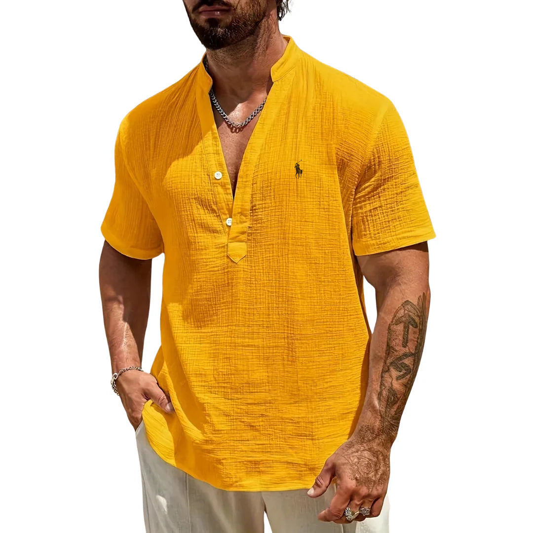 Camicia Casual Scollo a V con Bottoni