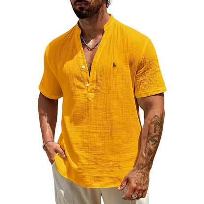 Camicia Casual Scollo a V con Bottoni