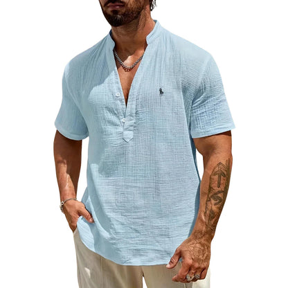 Camicia Casual Scollo a V con Bottoni
