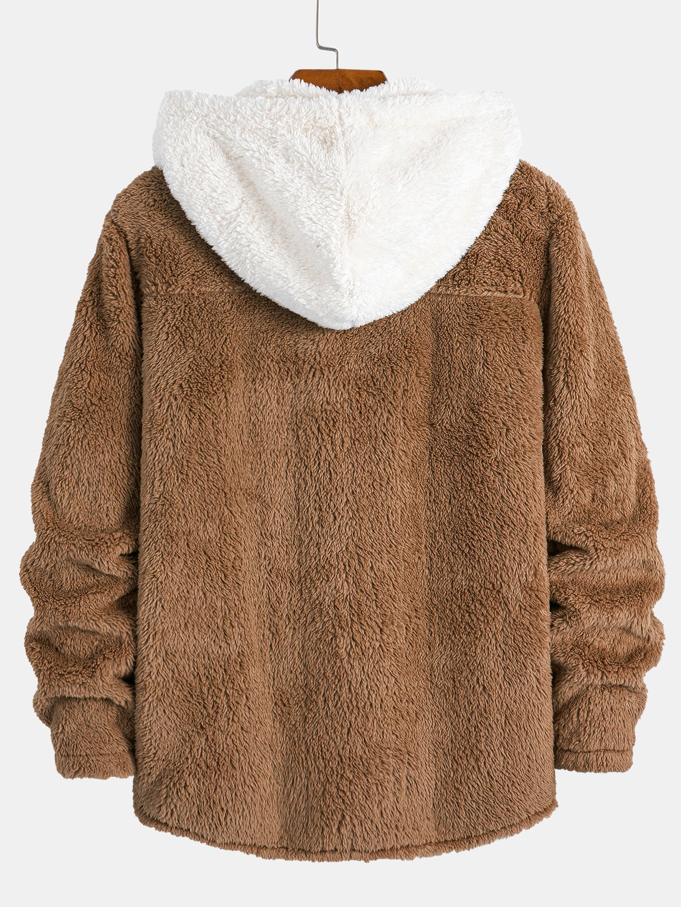 Camicia con Cappuccio in Teddy a Contrasto