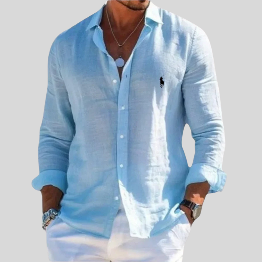 Camicia Oxford a Manica Lunga - Azzurro Chiaro