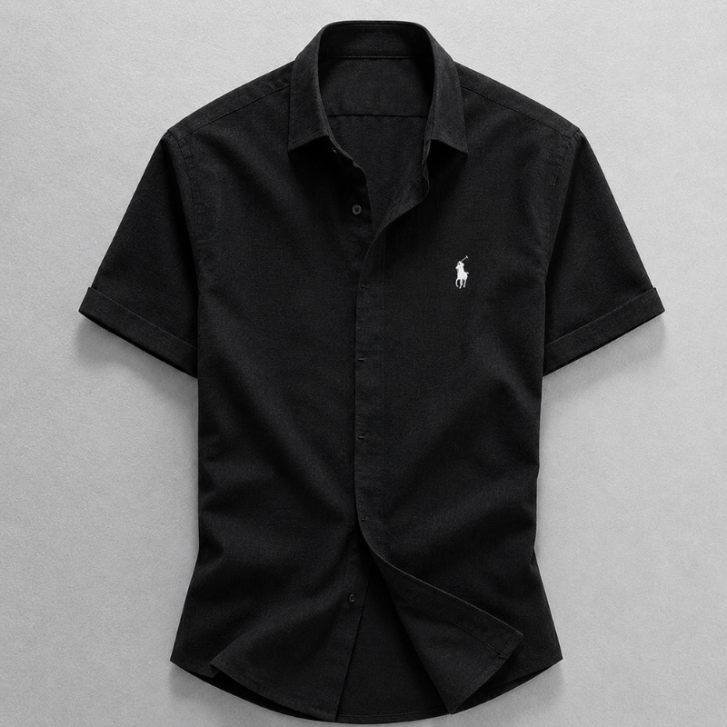 Camicia Oslo in Misto Lino-Cotone - Nero
