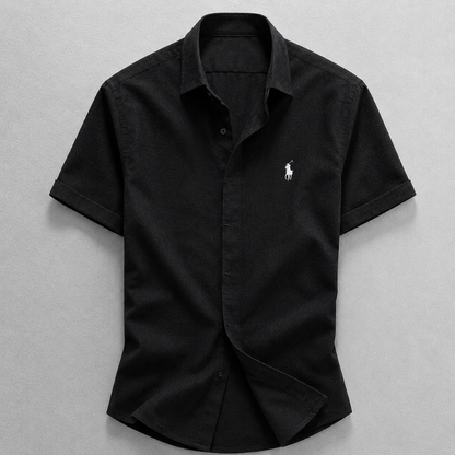 Camicia Oslo in Misto Lino-Cotone - Nero