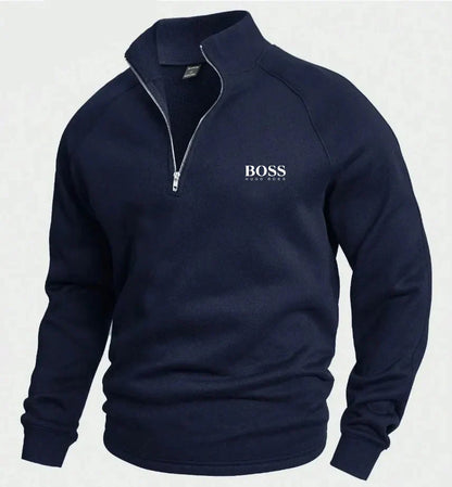 Maglione in Cotone con Mezzo Zip