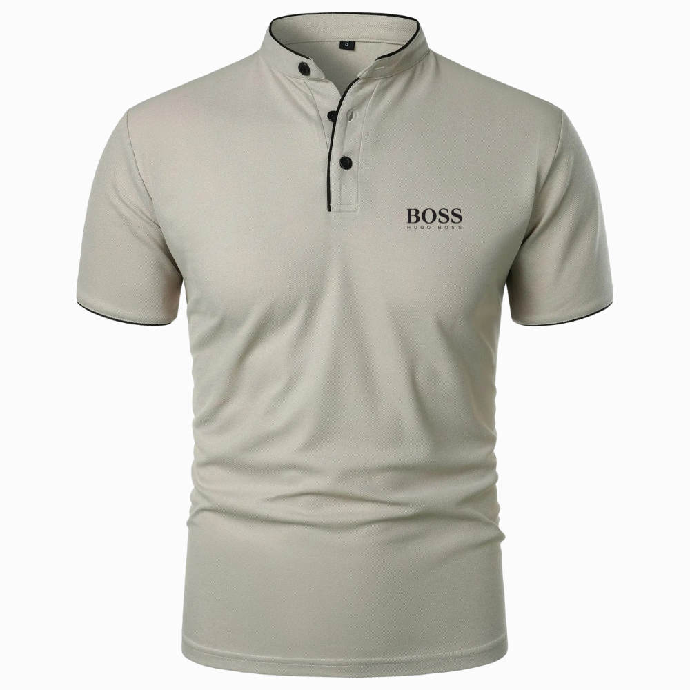 Polo Premium con Collo alla Coreana Kaki