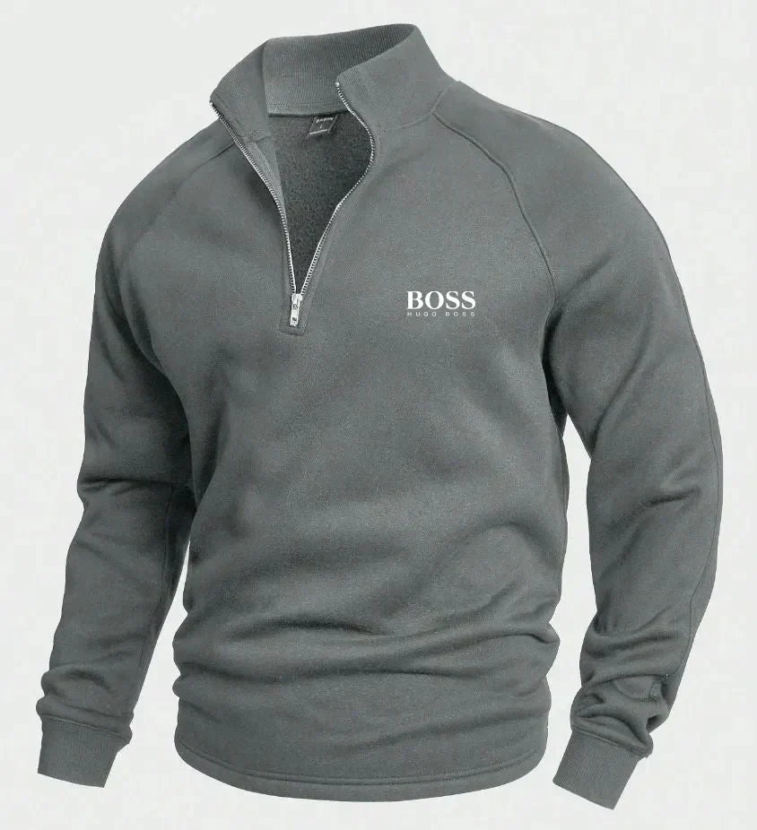Maglione in Cotone con Mezzo Zip