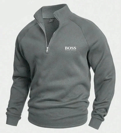 Maglione in Cotone con Mezzo Zip