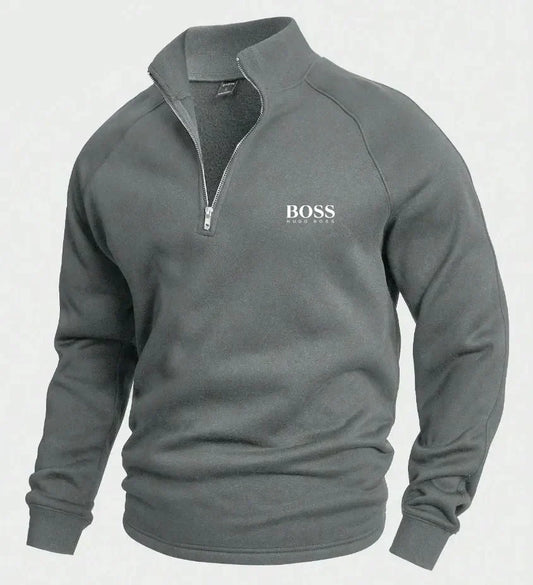 Maglione in Cotone con Mezzo Zip