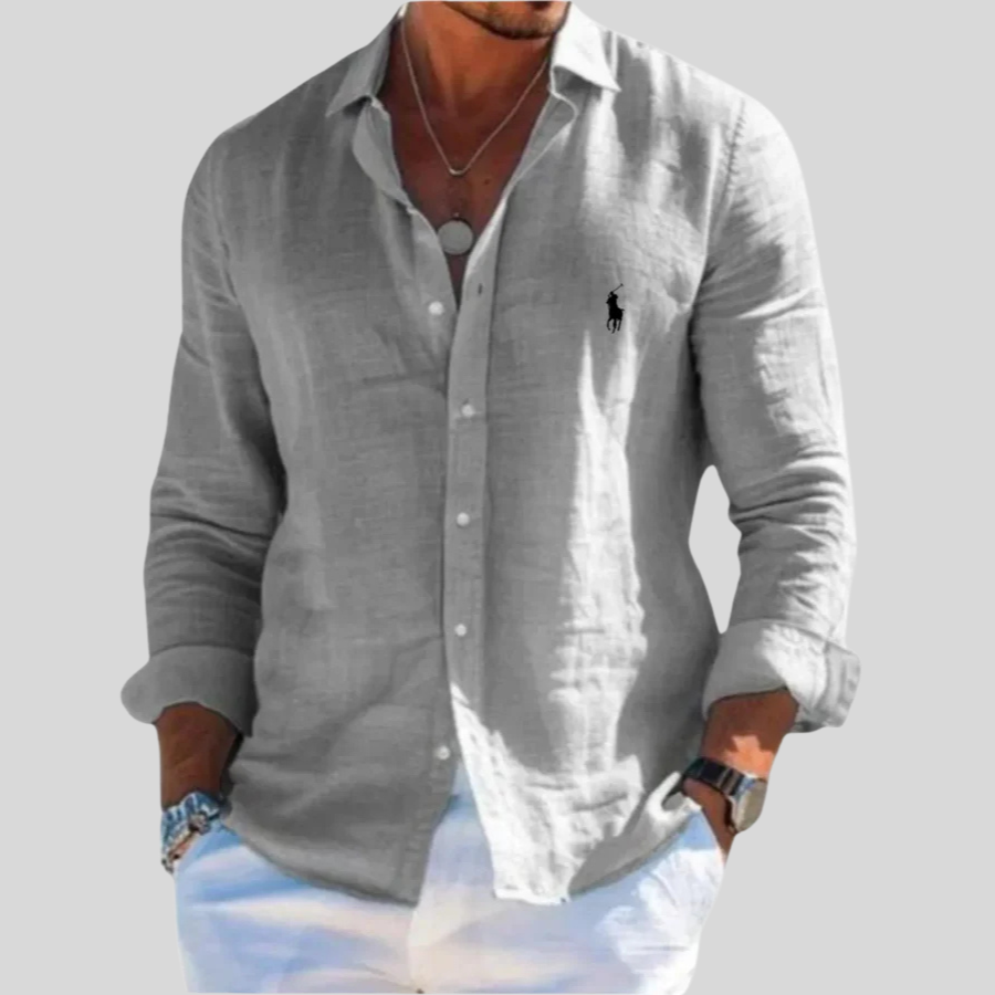 Camicia Oxford a Manica Lunga - Grigio