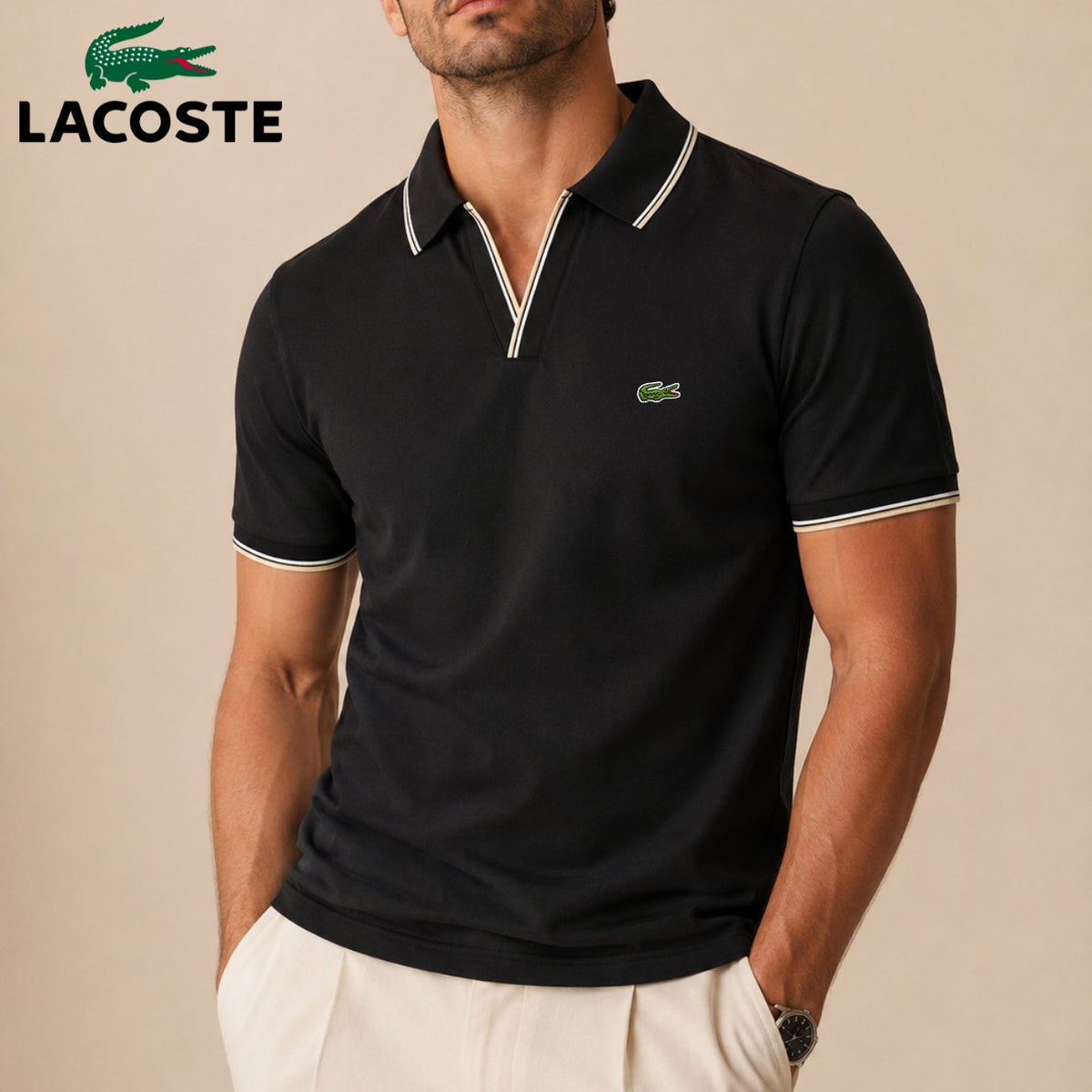 Polo Heritage con Profili a Contrasto - Nero