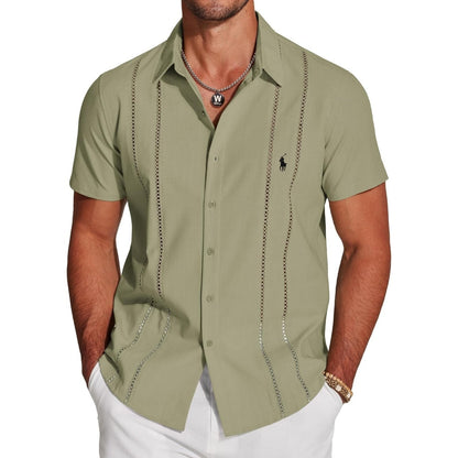 Camicia Premium Traforata a Manica Corta - Verde