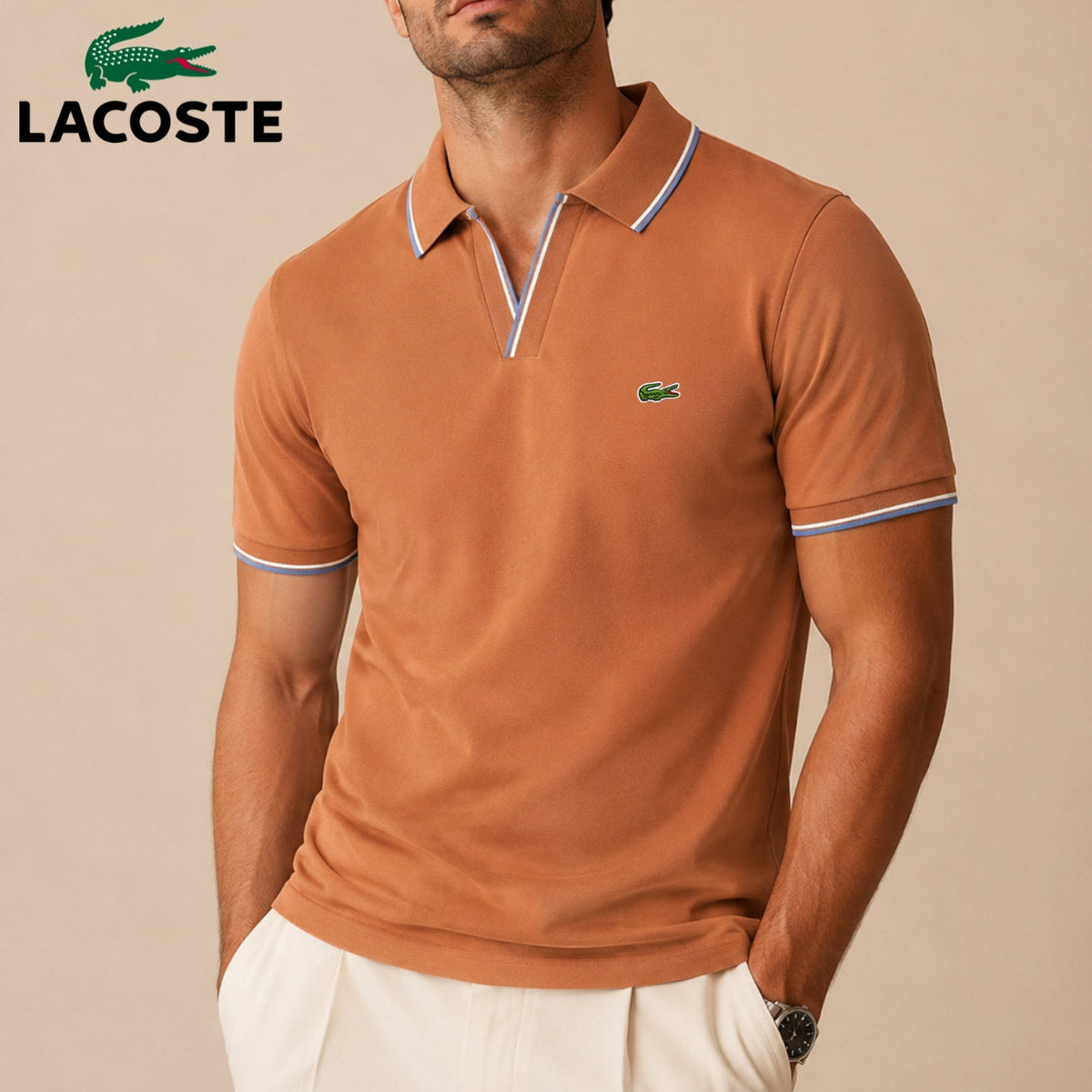 Polo Heritage con Profili a Contrasto - Terracotta