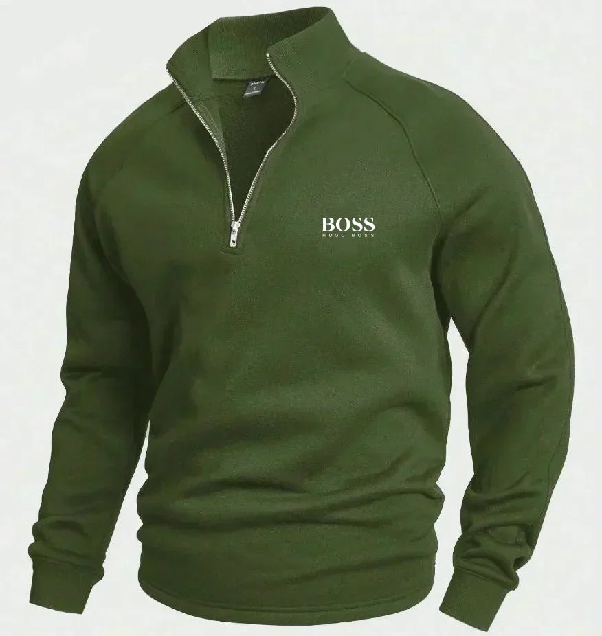 Maglione in Cotone con Mezzo Zip
