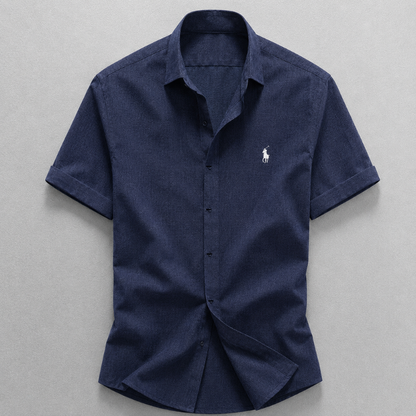 Camicia Oslo in Misto Lino-Cotone - Blu navy