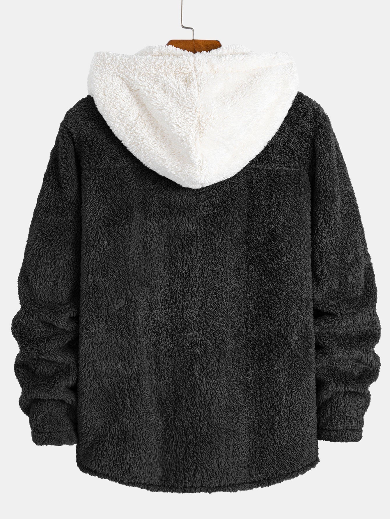Camicia con Cappuccio in Teddy a Contrasto