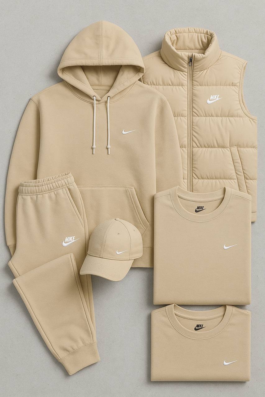 Nk™ Set Completo – Felpa, Pantaloni, Giacca Puffer & T-shirt