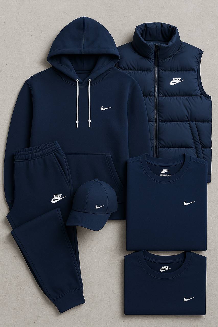 Nk™ Set Completo – Felpa, Pantaloni, Giacca Puffer & T-shirt
