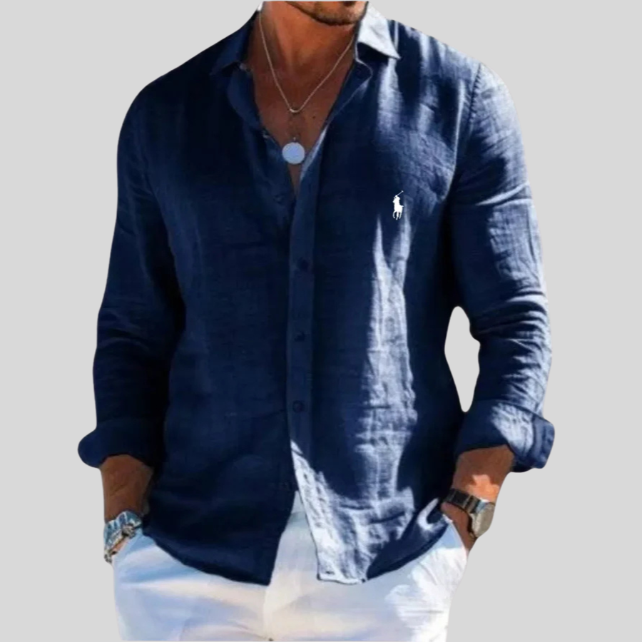 Camicia Oxford a Manica Lunga - Blu Marino