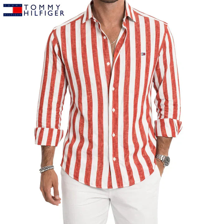 Camicia a Righe Casual Premium - Rosso