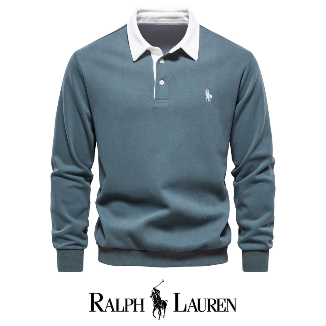 RL – Maglione a maniche lunghe con collo polo da uomo per l'autunno