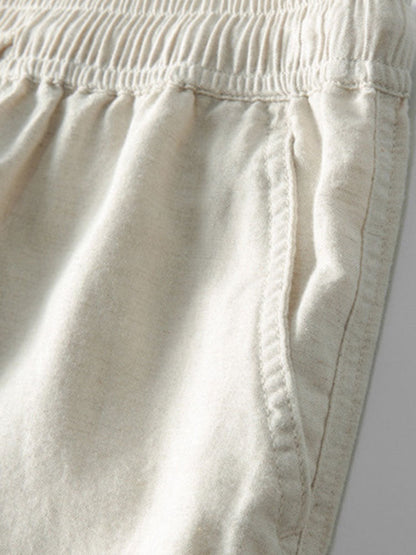 Camicia Geometrica Jacquard Cubana & Pantaloni in Lino a Gamba Dritta