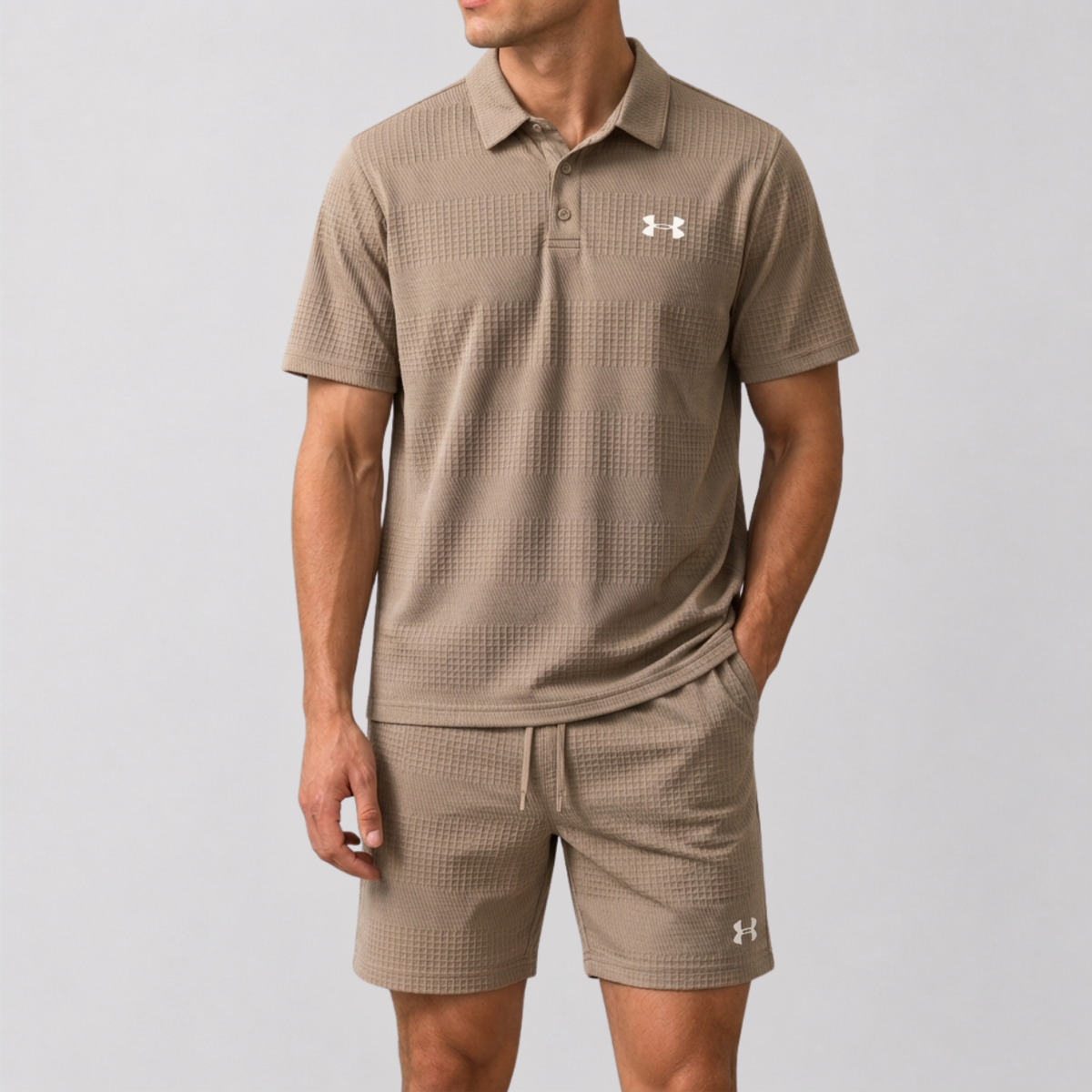 Completo Polo e Pantaloni Testurizzato - Khaki