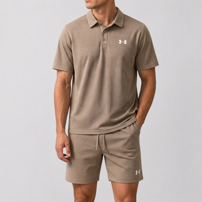 Completo Polo e Pantaloni Testurizzato - Khaki