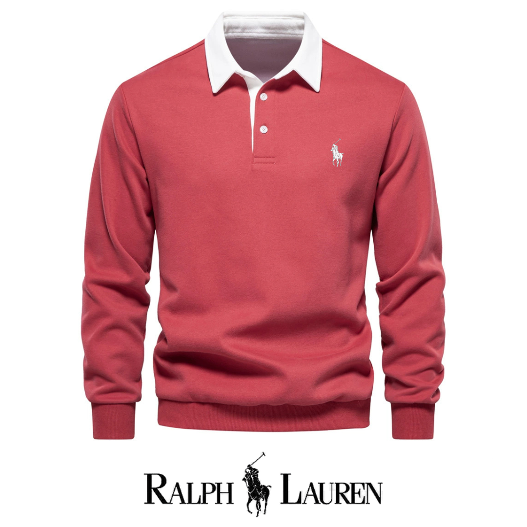 RL – Maglione a maniche lunghe con collo polo da uomo per l'autunno