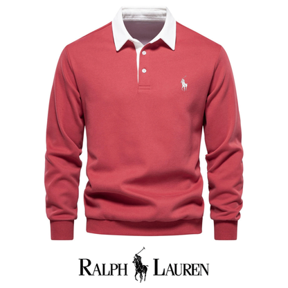 RL – Maglione a maniche lunghe con collo polo da uomo per l'autunno