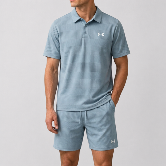 Completo Polo e Pantaloni Testurizzato - Blu