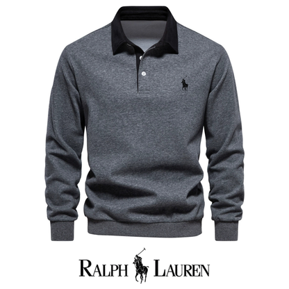 RL – Maglione a maniche lunghe con collo polo da uomo per l'autunno