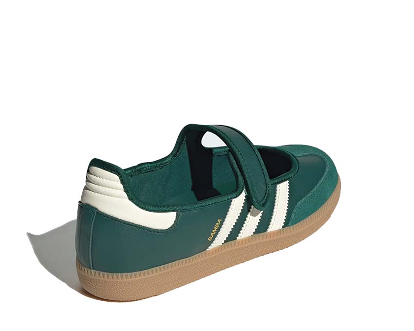 Scarpe da ginnastica in pelle verde collegiale con suola in gomma