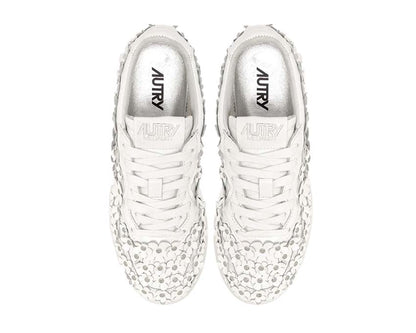 Scarpe da ginnastica basse da donna in pelle con dettagli floreali