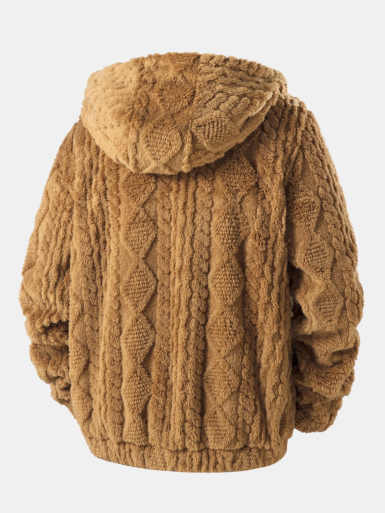 Felpa con Cappuccio in Teddy Jacquard Geometrico